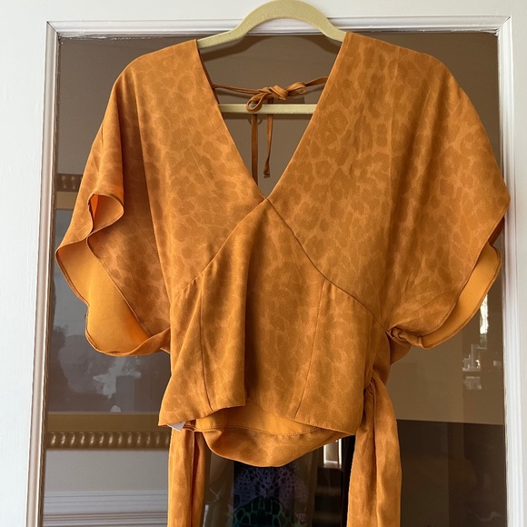 Anthropologie Current Air Leopard Print Wrap Top - Picture 3 of 9